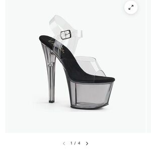 Pleaser Sky-308T High Heel Platform in Clear/Gray